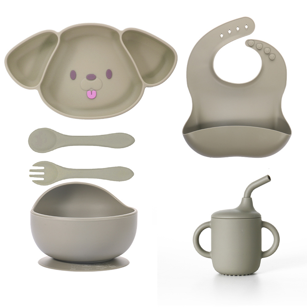 Platino de silicona dividido platos de platos para bebés regalos para animales platos para bebés tres platos de alimentación de silicona platos