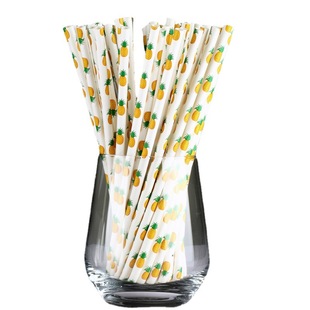 Disposable biodegradable Kraft paper straw strawberry pineapple straw fruit paper straw beverage decorative straw