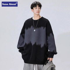 NASA重ポンド丸襟衛衣男性春秋2025新型潮牌百合長袖tシャツジャケット男