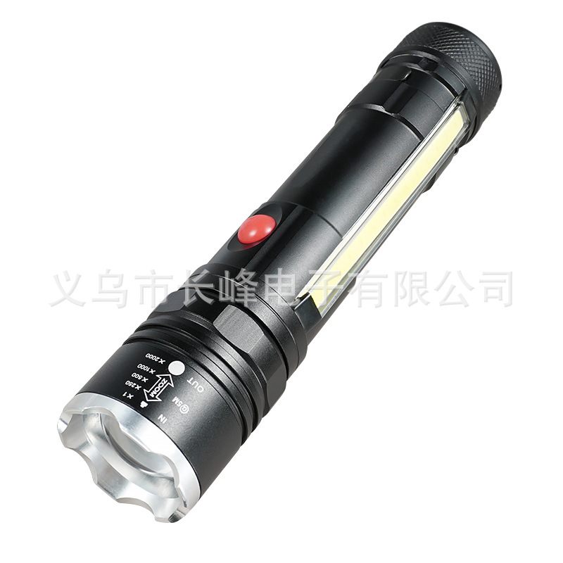 Transfronterizos nueva luz principal T6 + luz lateral COB lámpara de perlas USB carga magnética multifuncional antorcha LED resistente al agua