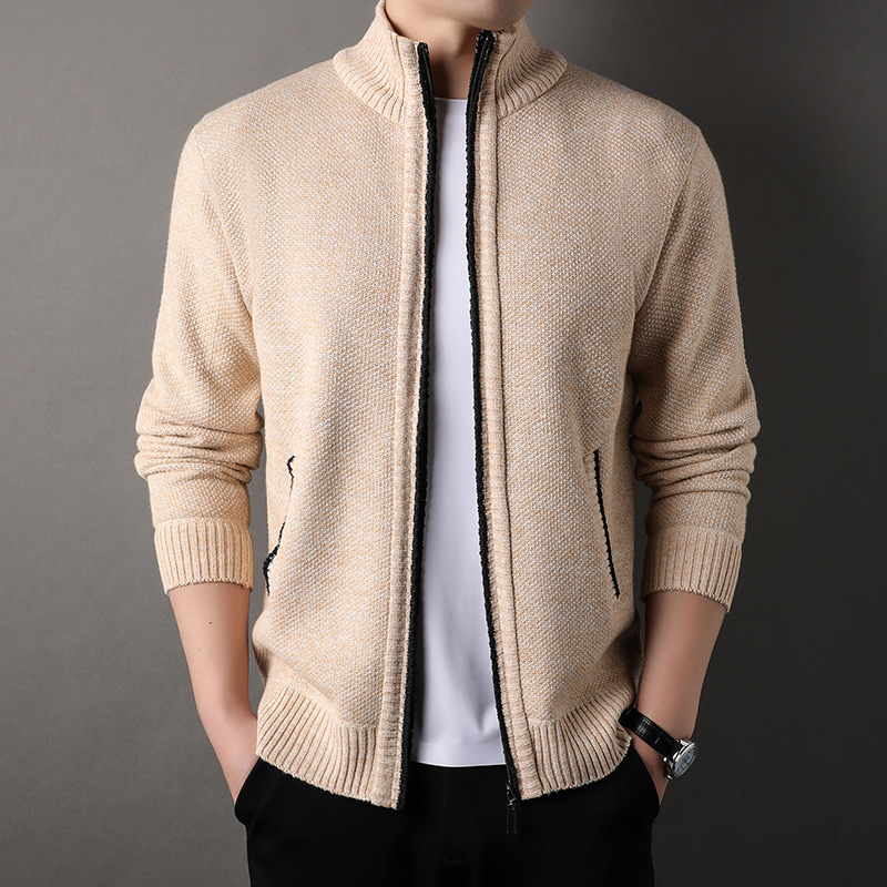 Spot Cross-Border Foreign Trade Wholesale Men's Stand-Up Collar Knitwear Autumn and Winter Cardigan Tops Korean Style Slim Solid Color Knitwear Spot Cross-Border Foreign Trade Wholesale Men's Stand-Up Collar Knitwear Autumn and Winter Cardigan Tops Korean Style Slim Solid Color Knitwear