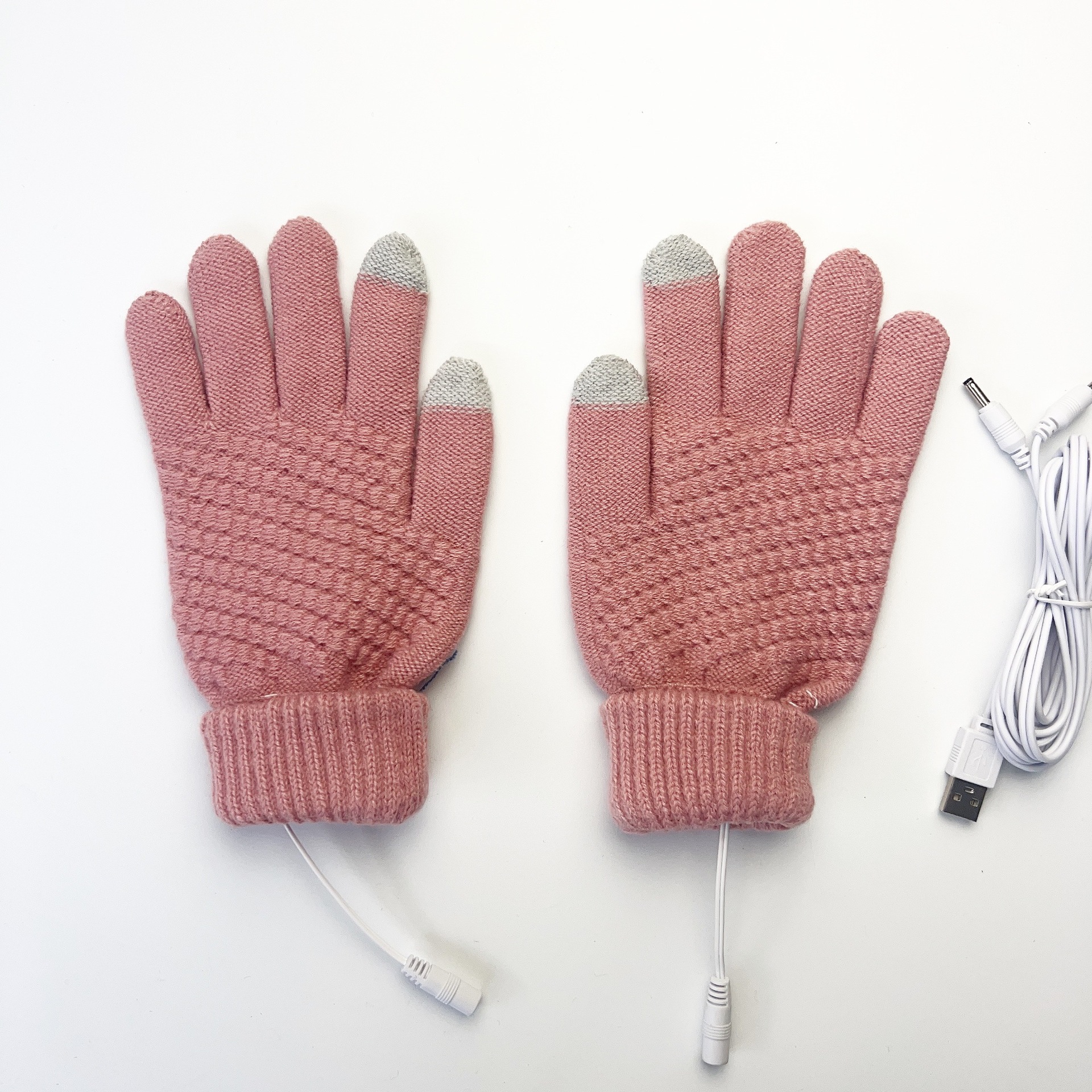 A cuadros de manga larga invierno pantalla táctil térmica suministro directo de fábrica Guantes eléctricos USB exclusivos transfronterizos 5-Dedo de punto de piña