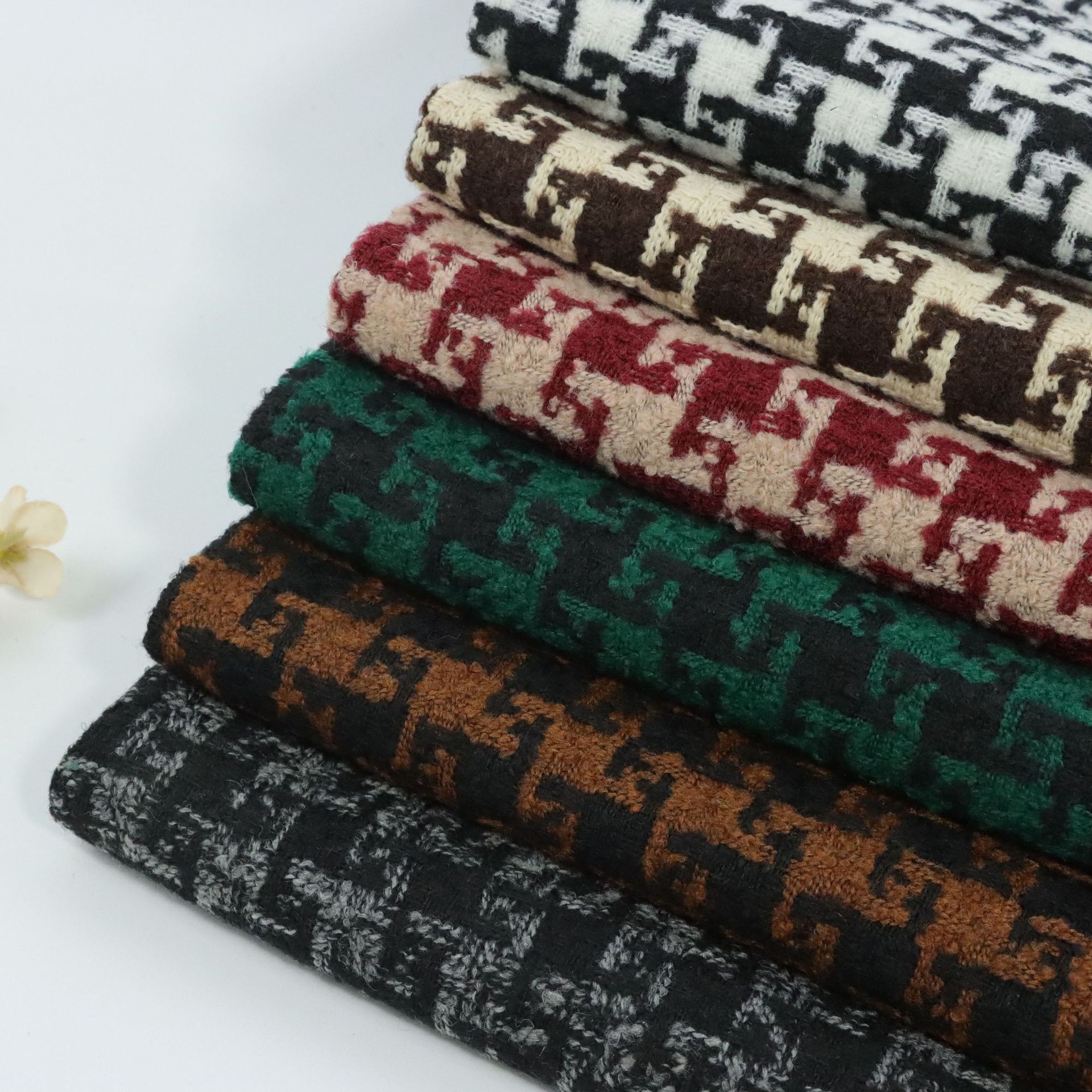 鱼骨纹人字呢粗纺千鸟格呢绒毛呢磨毛格子羊毛色织千鸟格色织格子