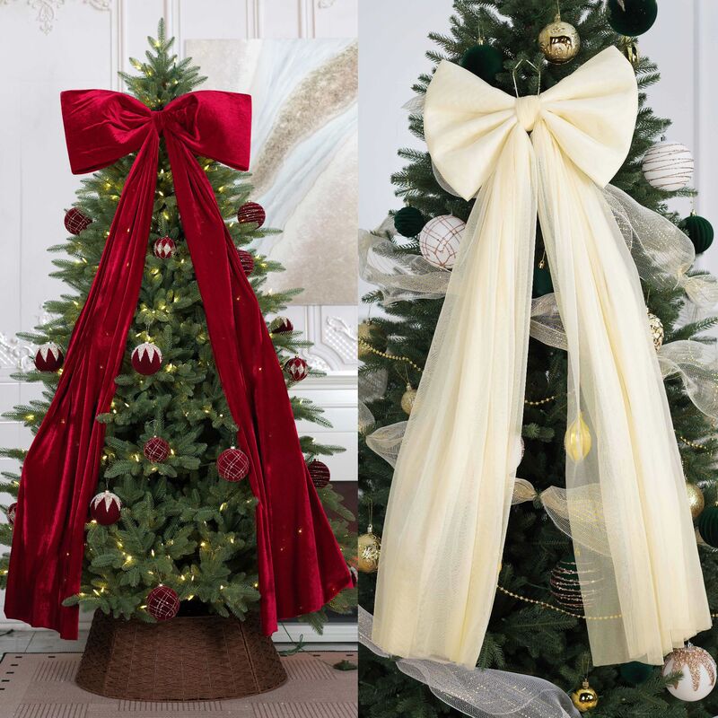Christmas Oversized Velvet Bow Christmas Wedding Festive Party Christmas Tree Window Front Door Decoration Arrangement