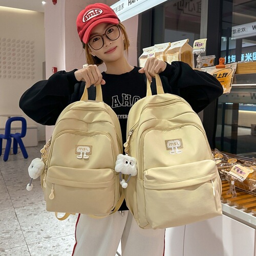 Korean Instagram-style women's university student minimalist versatile large-capacity double shoulder bag casual middle and high school backpack trendy