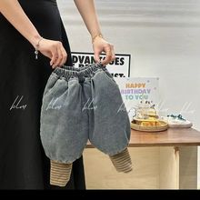 男童棉裤冬季加厚儿童三层夹棉牛仔裤潮小童宝宝加绒裤子一条过冬