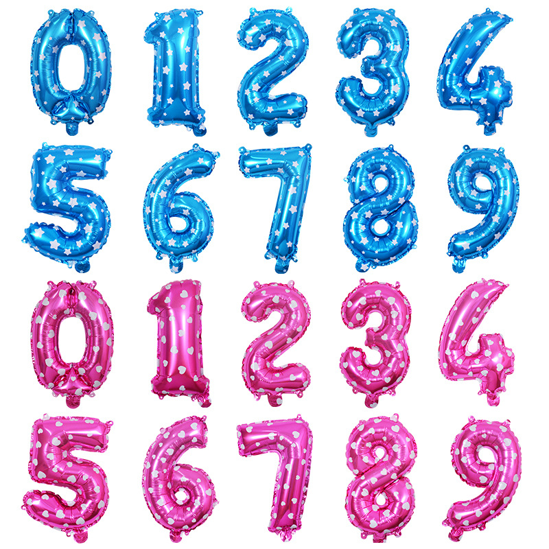 Globo digital de 32 pulgadas impresión polen impresión azul película de aluminio globo estrella mate estrella azul Rosa digital al por mayor