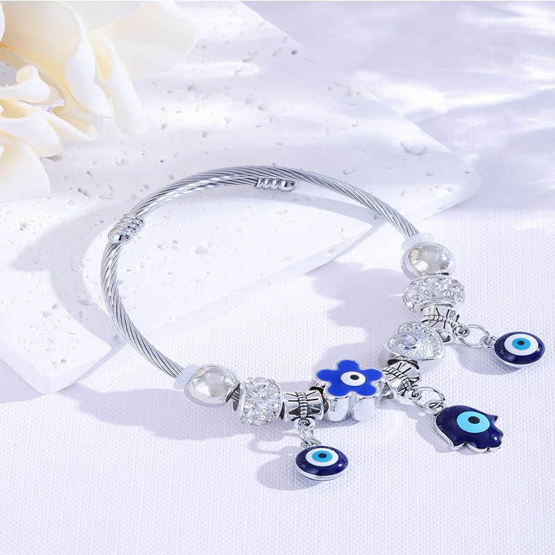 Brazalete Panjia Dora DIY Beaded Ojos del Demonio Brazalete abierto de flores Brazalete