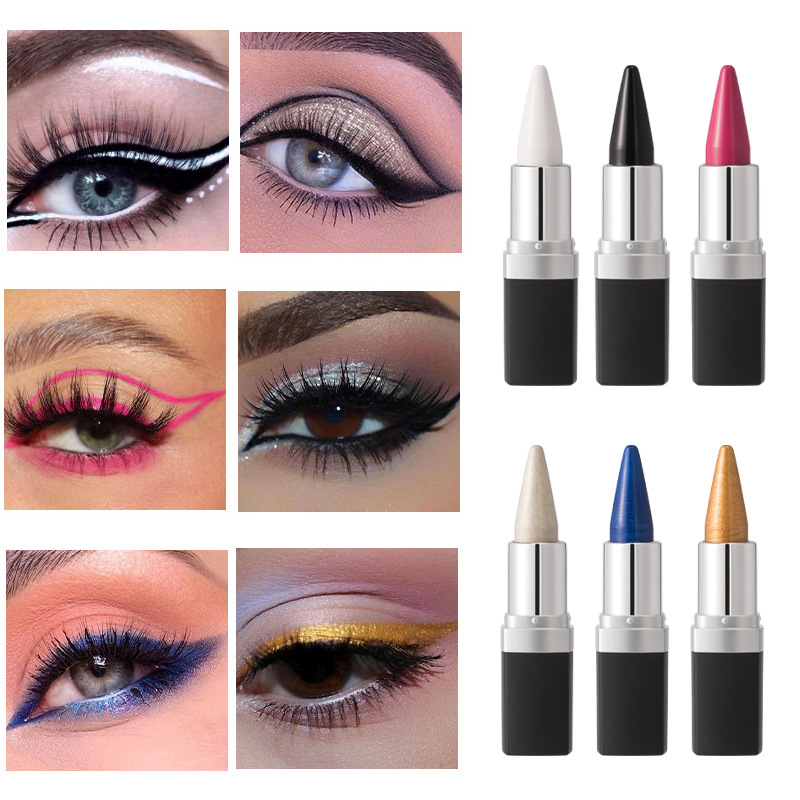 Cross-border color pearlescent eyeliner waterproof anti-oil Non-blooming eyeliner set quick-drying durable easy eyeliner wholesale