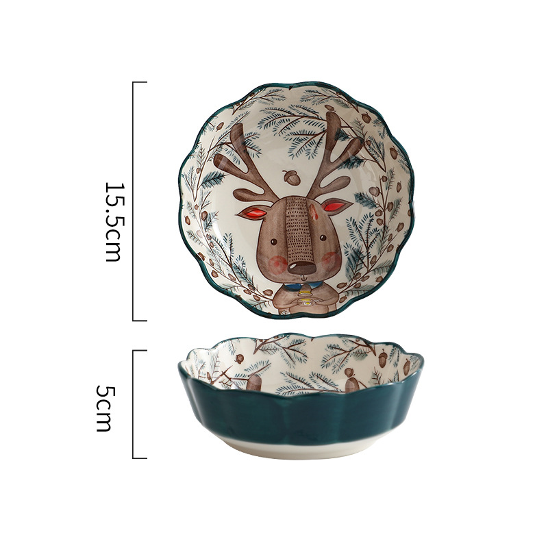 Internet celebridad freidora de aire tazón especial de dibujos animados animal de cerámica ensalada de frutas tazón lindo postre tazón de comer tazón