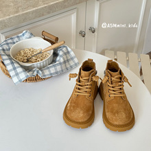 儿童磨砂皮小黄靴2025秋冬新款小童时尚短靴男女童软底马丁靴