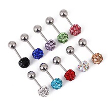0.8杆5mm香巴拉满钻球耳钉软陶泥镶钻单钻球耳骨钉穿刺饰品亚马逊