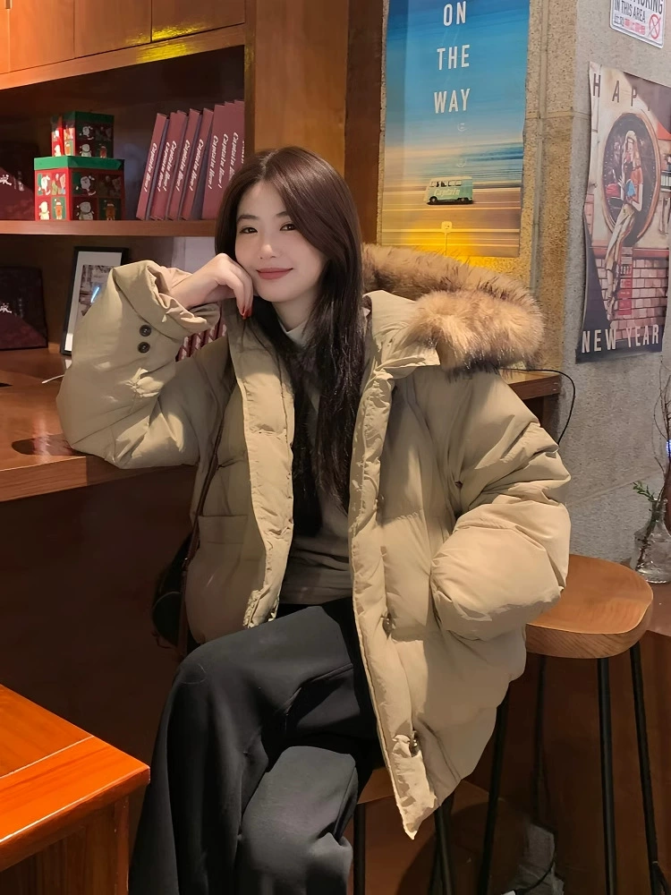 Велюровая хаки куртка с пухом утка, утолщённая, для подростков
