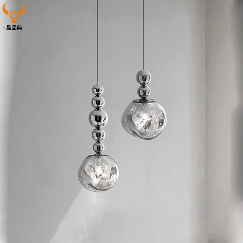 Single Head Retro Light Luxury Small Chandelier Nordic Bar Counter Three Head Restaurant Chandelier Post-modern Bedroom Bedside Lava Lamps