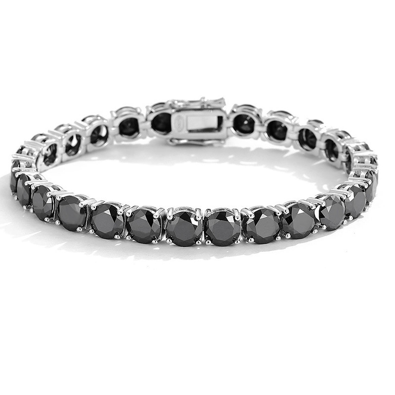 3 Carat Black Moissanite Bracelet Versatile Niche Full Diamond S925 Sterling Silver Light Luxury Minimalist Tennis Chain 3 Carat Black Moissanite Bracelet Versatile Niche Full Diamond S925 Sterling Silver Light Luxury Minimalist Tennis Chain