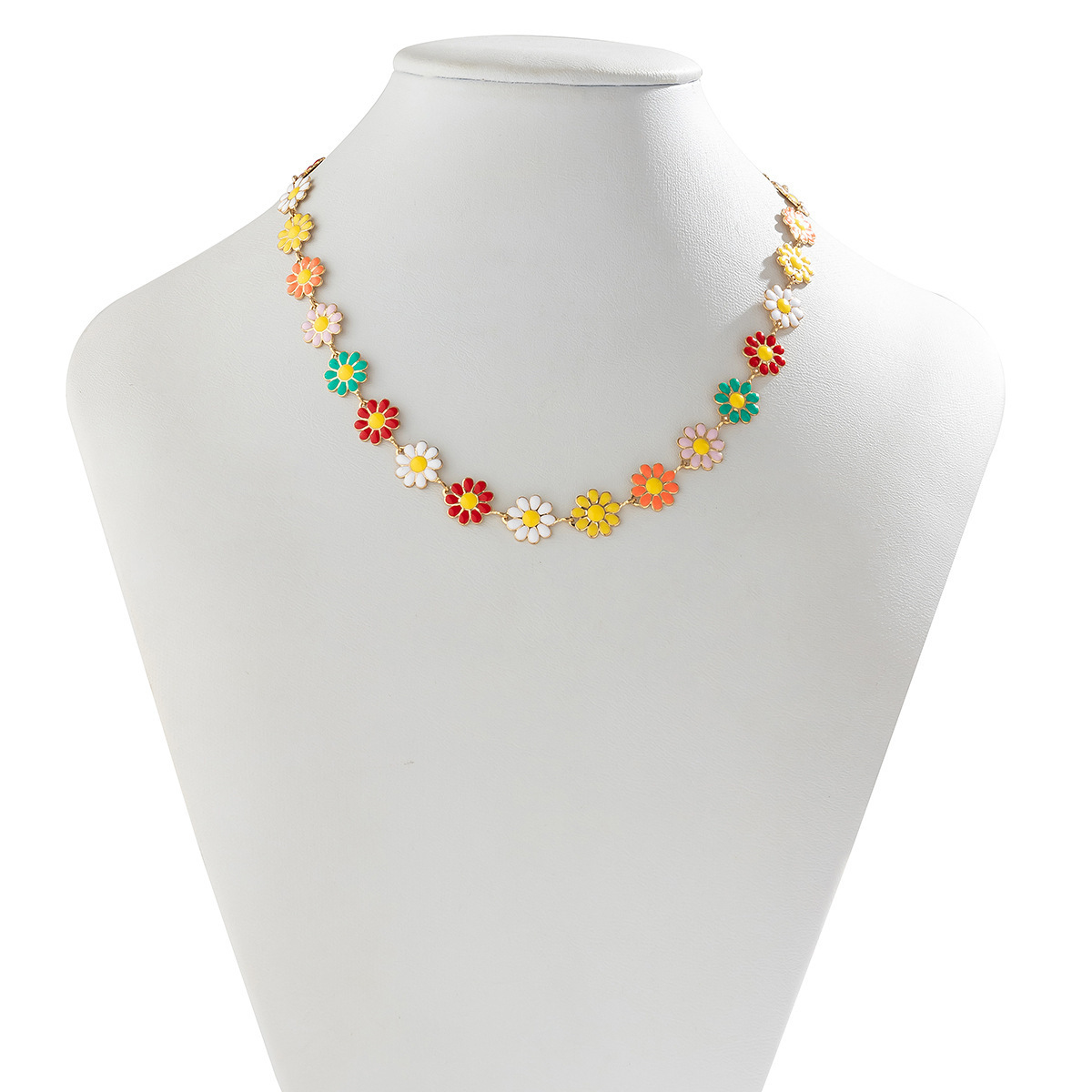 Flower Pattern Copper IG Style Sweet Enamel Flower Bracelets Necklace