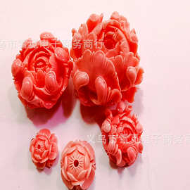 批发天然贝壳粉压雕刻立体莲花多个规格DIY首饰饰品配件