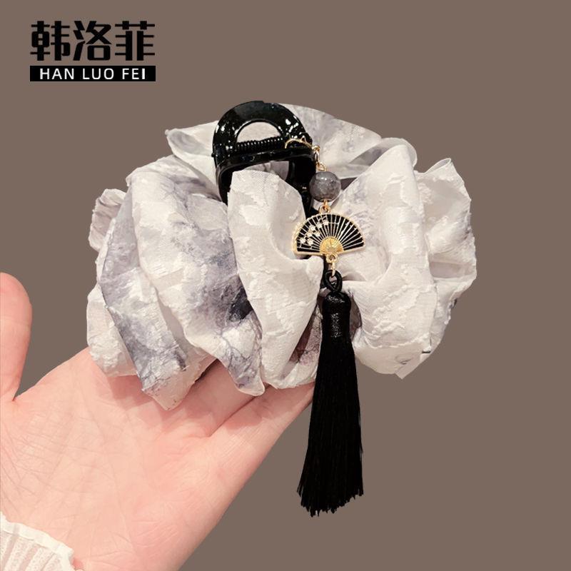 新中式水墨画泡泡发夹女后脑勺云朵抓夹高级感夹子头饰大鲨鱼夹女|undefined