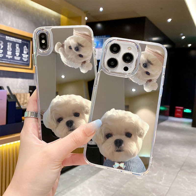 趣味狗狗iPhone17苹果手机壳16保护套趣味补妆镜搞怪15promax外贸