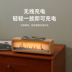 新品創意無線充燈光畫小夜燈觸摸調節桌面節日禮物裝飾擺件氛圍燈