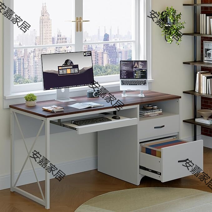 desk with drawers, with storage space, wooden teacher's desk, with keyboard tray and file drawer