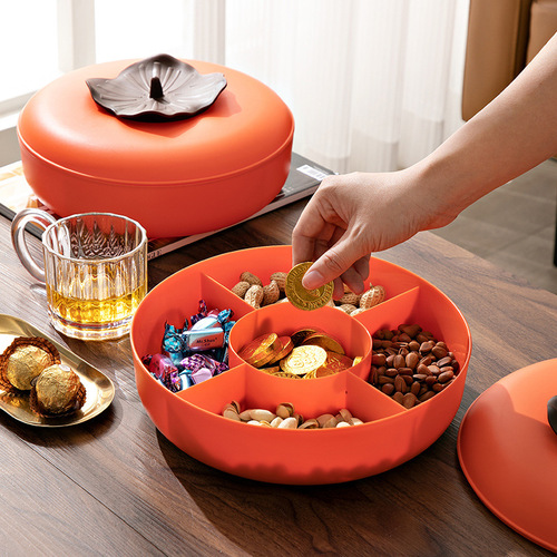 Persimmon Ruyi Fruit Box Living Room Coffee Table Nut Candy Nut Compartment Plate Melon Seed Plate Chinese Household Plate