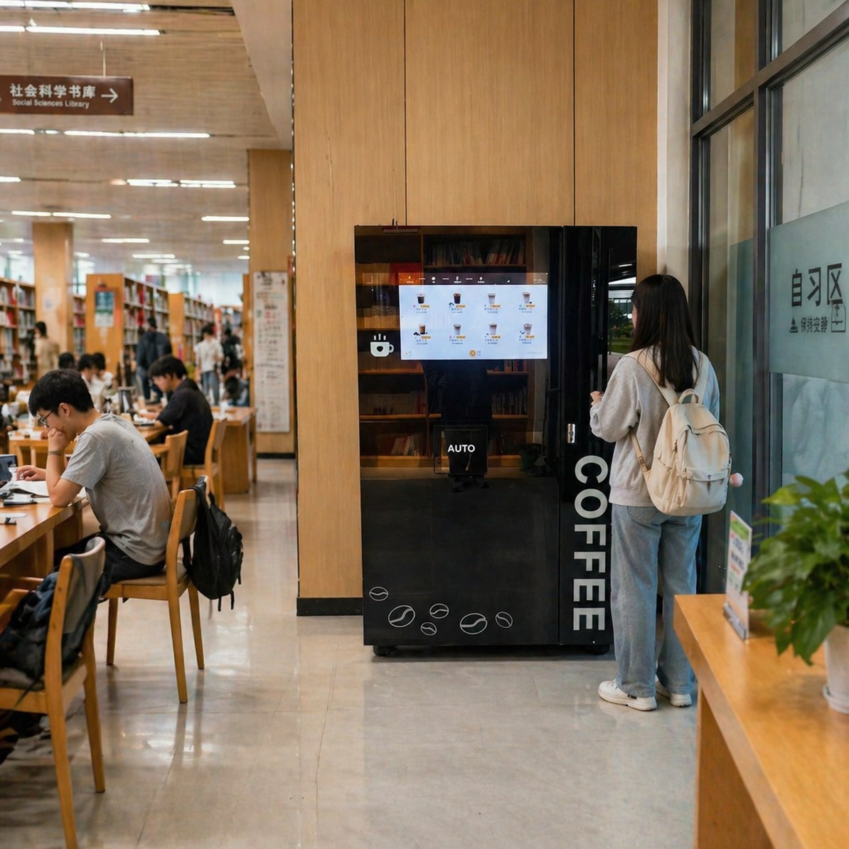 Máquina de venta de jugo de café no tripulada, cabecera comercial, máquina de café de molienda automática + menú de bebidas personalizado image 3