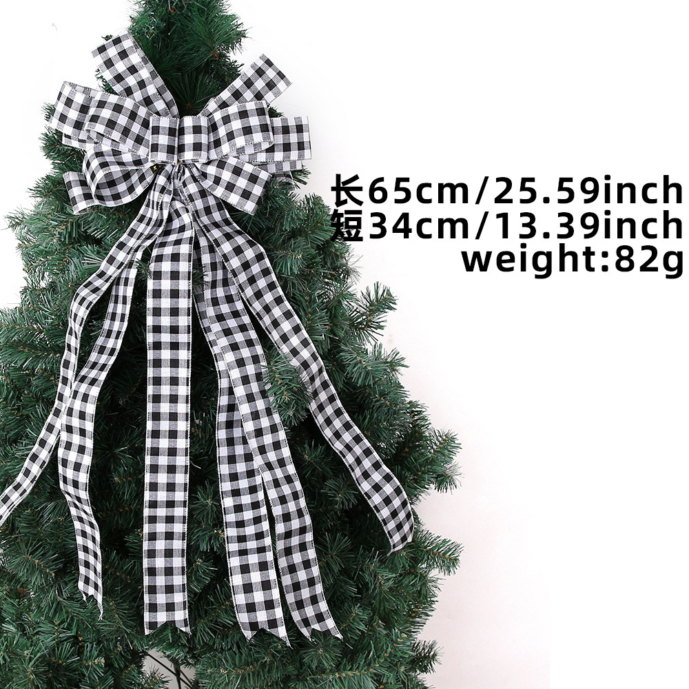 Nuevo Lazo Grande de Imitación de Lino para Decoración Navideña, Adorno Colgante para la Punta del Árbol de Navidad, Decoraciones Navideñas
