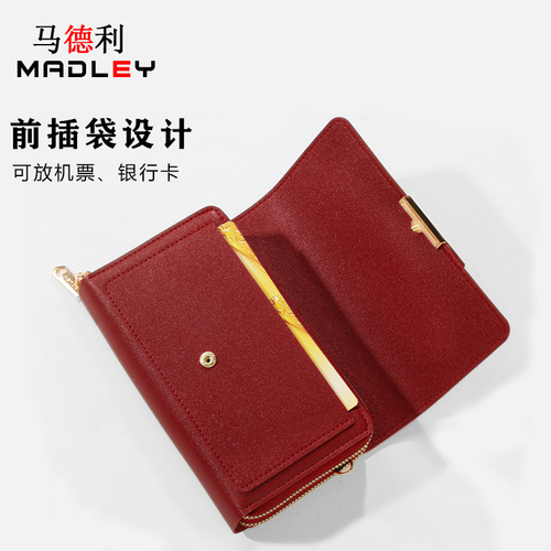MADLEY New Women's Phone Bag Wallet Korean Style Large Capacity Shoulder Bag Long Handbag Coin Purse
