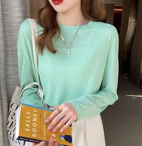 薄い氷の糸の日焼け止めのブラウスの夏の新型の怠惰な長袖のエアコンのtシャツはゆったりとしています。|undefined