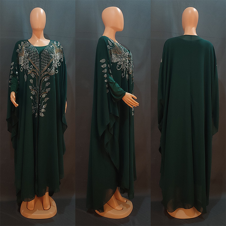 Abito da donna in chiffon caldo con diamanti caldi per l'industria pesante, produttore di abbigliamento femminile musulmano mediorientale 8623_voghion.com