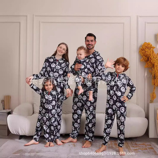 2024 Autumn and Winter Cross-Border European and American Boys' and Girls' Clothing, Men's Clothing, Long-Sleeved Pants, New Cross-Border Christmas Family Outfits
