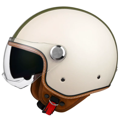 Motosiklet kaskı (dəbilqə) – helmet - two-color-strip-off-white-short-outside-and-tea-inside-m