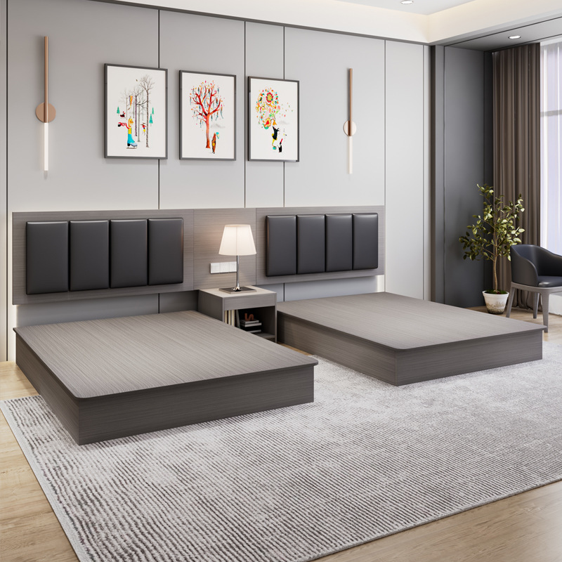 Hotel Furniture Standard Room Full Set of Furniture Guest Room Apartment Five-Star Large Bed B&B Double Bed All-Season Hotel Special Bed