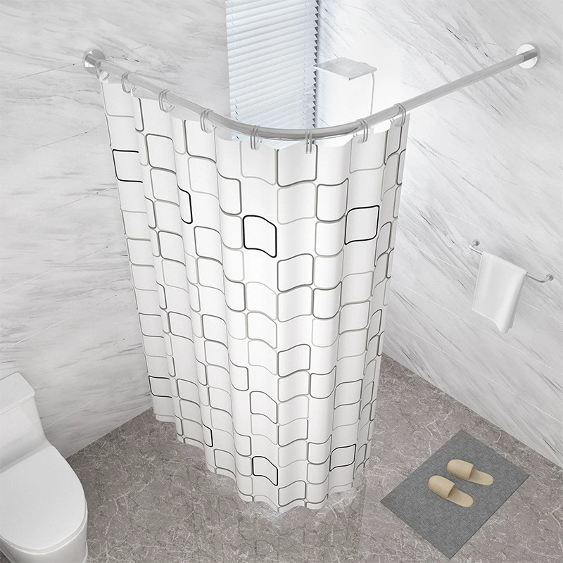Factory in stock cross-border shower curtain waterproof mildew-proof floating non-perforated folding suit feeling toilet special