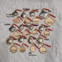 diy耳坠凹槽宋锦贴皮点翠滴胶925银针底托耳饰配件材料带盖