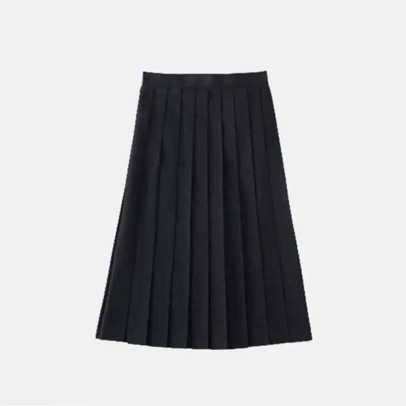 Pleated school skirt set, multiple lengths 43/65/80 cm, navy & tibetan blue, sizes S–5XL