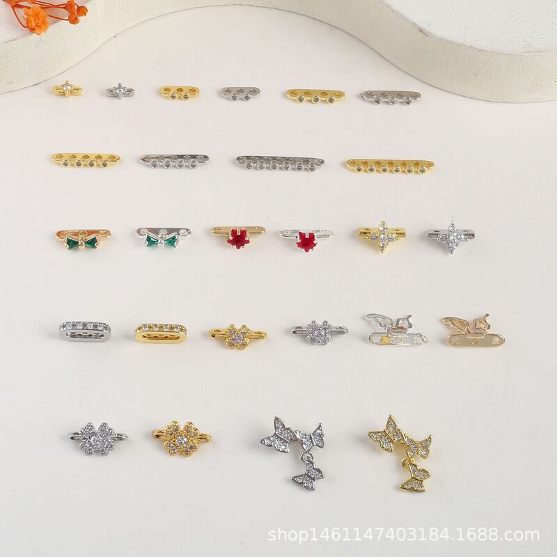Color-retaining micro-inlaid zirconium double-row multi-row four-leaf clover butterfly bow four-corner star pearl hand-row DIY hand-row Color-retaining micro-inlaid zirconium double-row multi-row four-leaf clover butterfly bow four-corner star pearl hand-row DIY hand-row