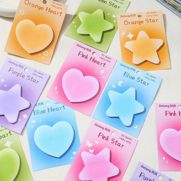 Color Blush Halo Gradient Love Convenient Sticker High Color Star Post-it Note Paper Sticky Message Sticker for Students