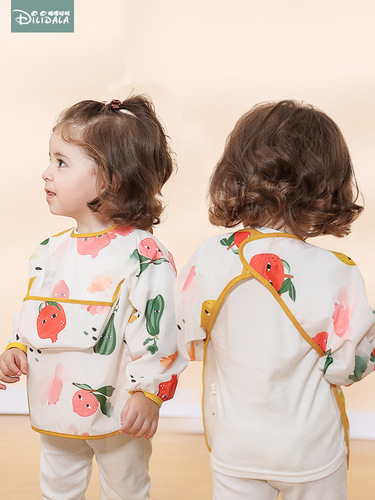 Baby bib with waterproof and stain-resistant design, thin and suitable for spring 2025, new children's meal bib with long sleeves for spring and summer