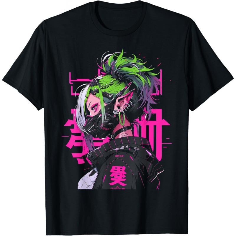 European Size Cotton Anime Manga Cyberpunk Aesthetic Techwear Harajuku T-Shirt European Size Cotton Anime Manga Cyberpunk Aesthetic Techwear Harajuku T-Shirt