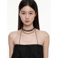 赤道アイスキューブ多用途ブラックチップスタードットエクストラロングマルチウェアロングネックレス