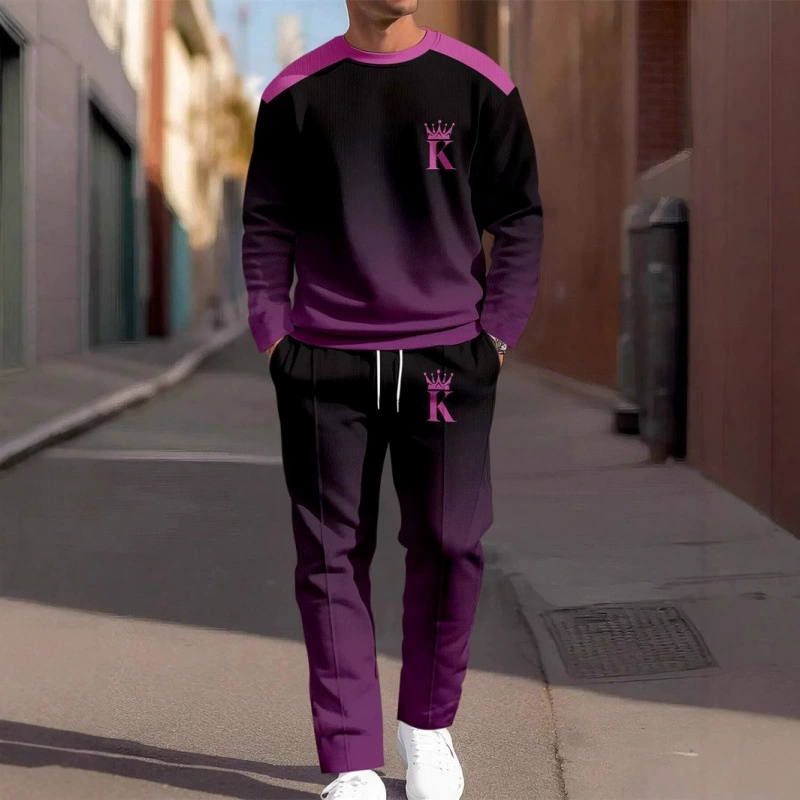 Мужская весенне-осенняя мужская повседневная спортивная толстовка с круглым вырезом и 3D-принтом Amazon, мужские брюки с длинными рукавами, модный комплект