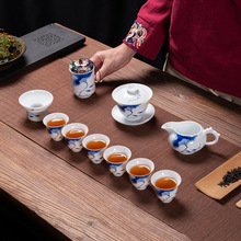 厂家直销家用陶瓷白瓷茶壶盖碗中式手绘功夫茶具茶杯套装logo制做