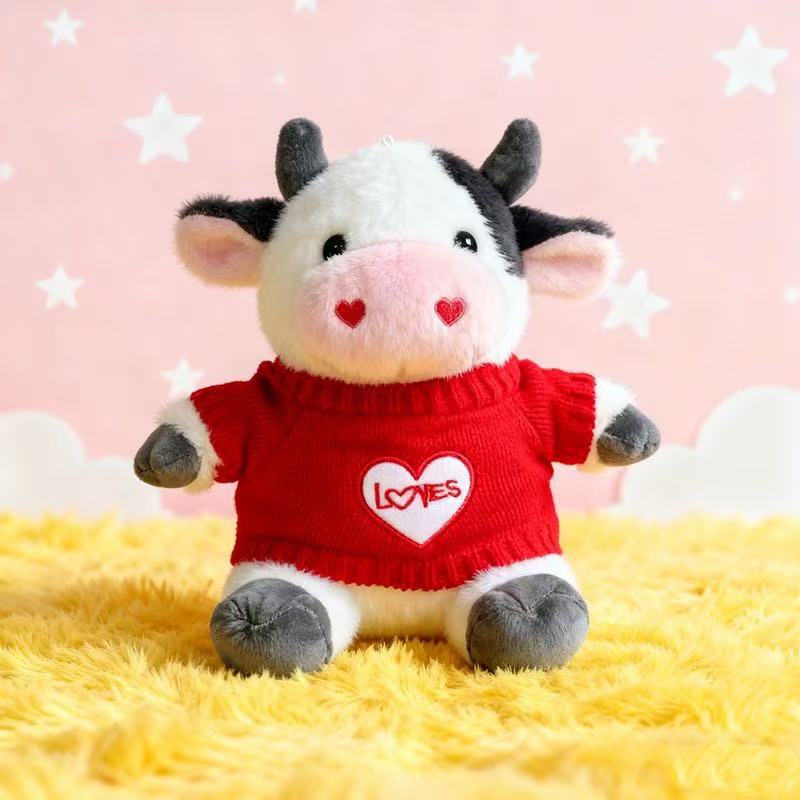 Transfronterizos de vestir grandes flores juguetes de peluche muñecas de vaca zodiacal muñecas de tela regalo muñecas de vaca de flores muñecas