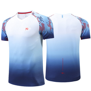 New badminton clothes men's and women's short-sleeved breathable top quick-drying sports jersey competition training clothes 3701