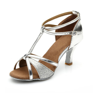 Latin Dance Shoes for Women, Adult Medium-Heeled Soft-Soled Women's Dance Shoes, Performance Wear-Resistant Performance Cha-Cha Girls Dance Shoes