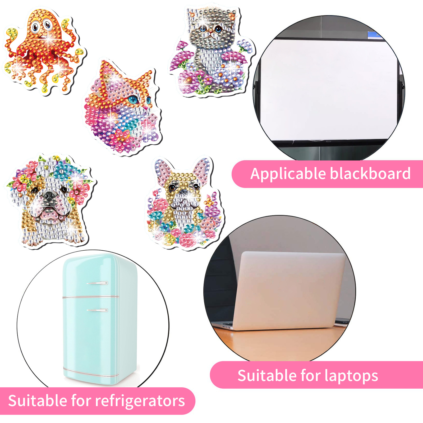 Perro cachorro gato animal magnetismo diamante pintura pegatinas refrigerador niños DIY creativo mampostería pegatinas juguetes al por mayor