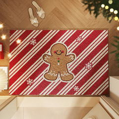 クロスボーダーのクリスマスの入り口のマットの赤いお祝いの玄関の汚れに強い耐摩耗性のシルクの足のマットはPVCのじゅうたんを裁断することができます。