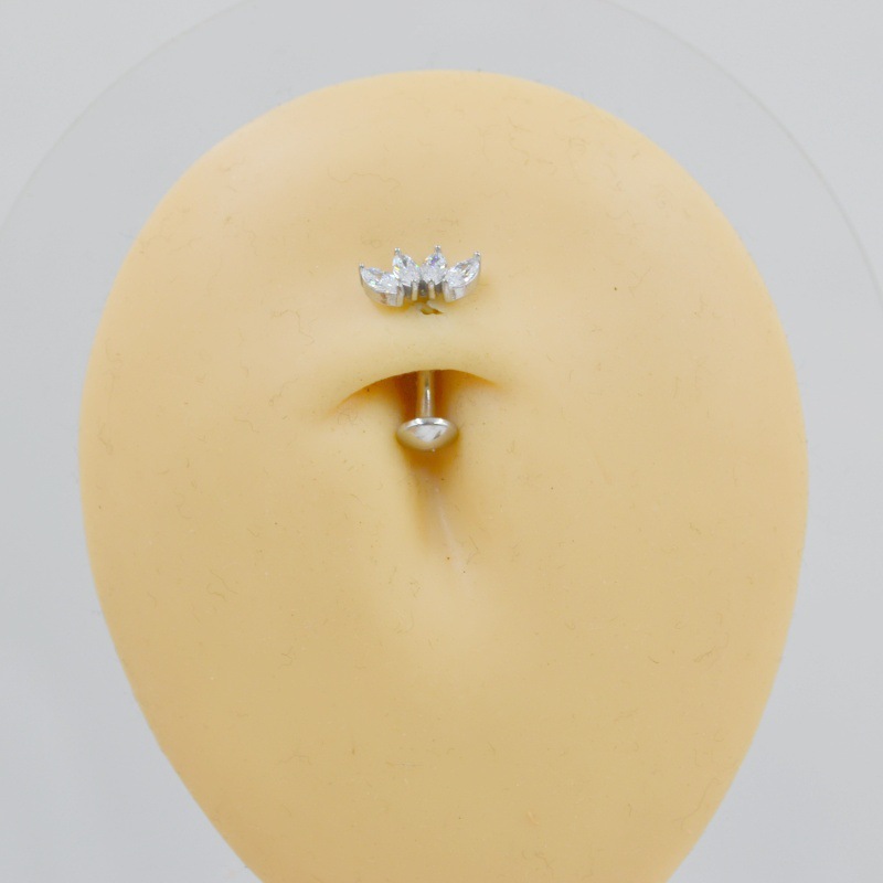 Zirconia Navel Piercing Ring Stainless Steel Belly Button Jewel_voghion.com